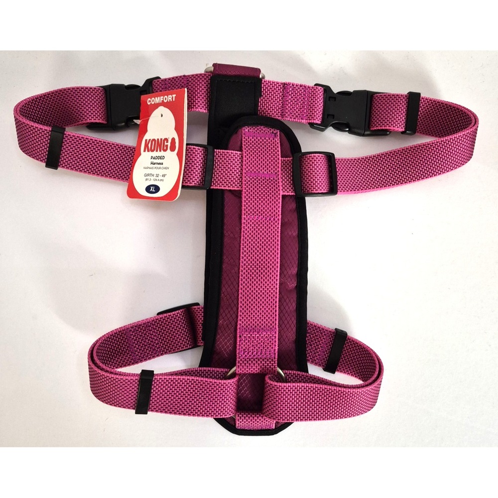 Kong Dog Padded Harness 20 Traffic Maroon Size XL Girth 32-49 In. NWT